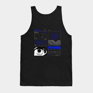 Streetwear Cyber Blue Brutalism Design Tank Top